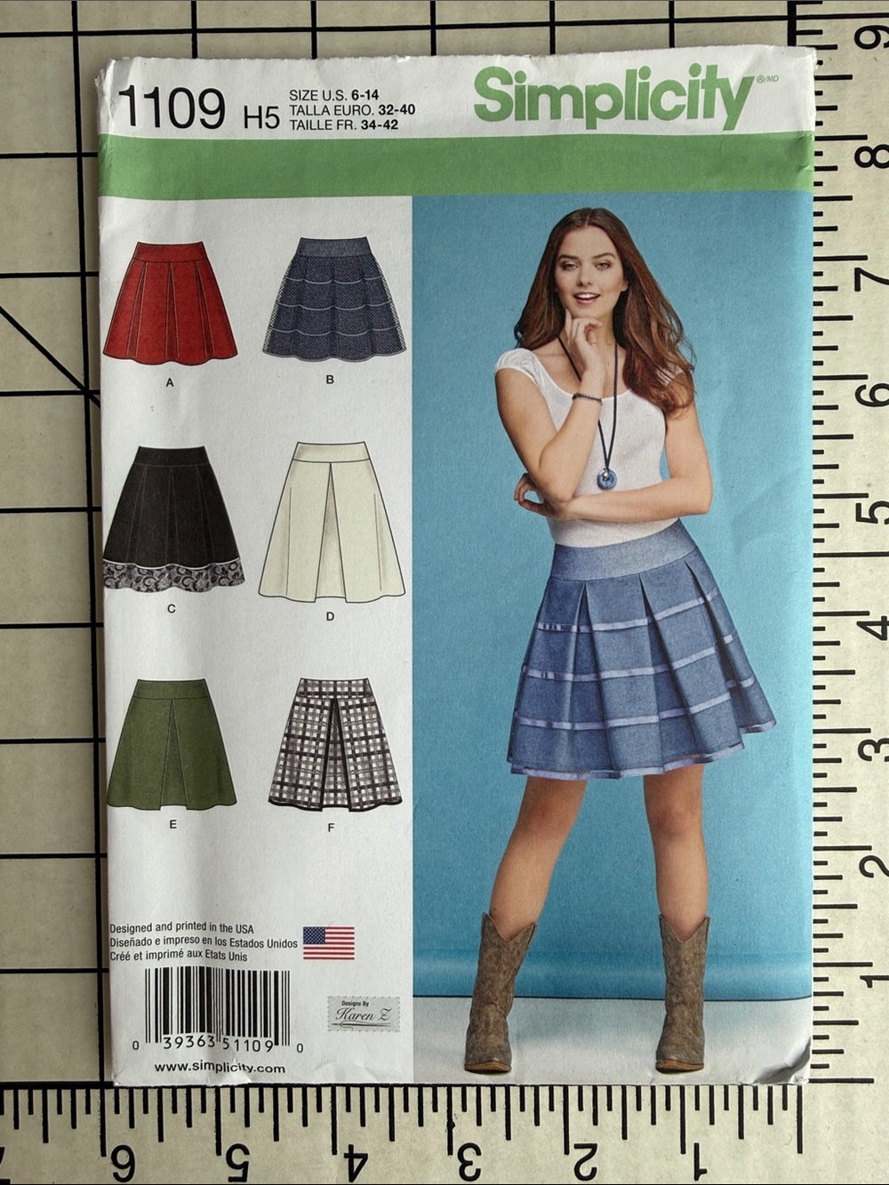 Simplicity 1109 Sewing Pattern Karen Z Misses Pleated Skirts Sz 6-14 Uncut